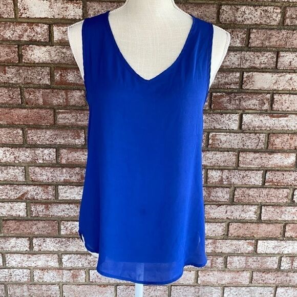 Pink Rose Tops - Pink Rose Blue Sheer Tank - Size S